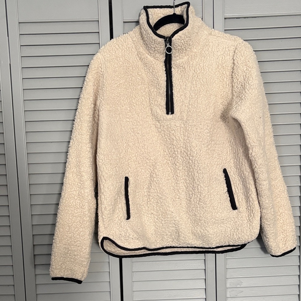 Thread & Supply Cream Fleece Jacket with Black Accents